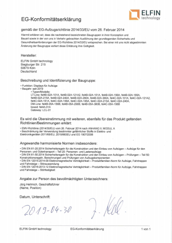 Konformitätserklärung flexyPage® Displays